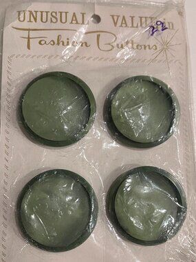 4 PC Set Vintage Buttons Olive Green